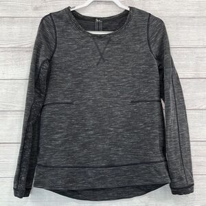 Lululemon Athletica Exhalation Pullover II Heathered Marled Black Gray‎ Size 6
